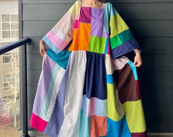 Handmade Quilted Patchwork Colorblock Dress SKU 03077