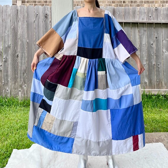 blue and white patchwork dress Patchwork Paradise Blue Mini Dress | Trendy Women's Dresses