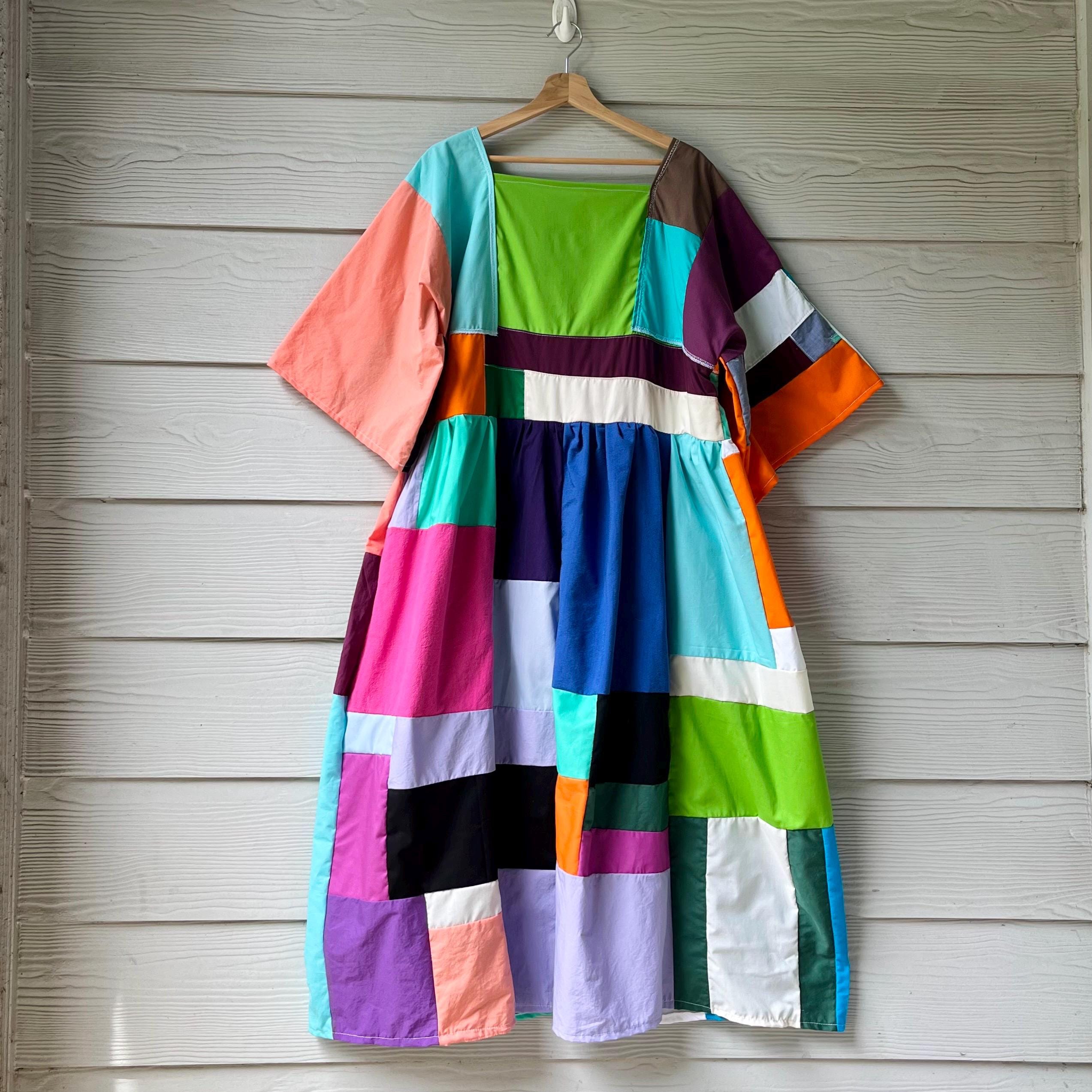 Handmade Quilted Patchwork Colorblock Dress SKU 07166 - Etsy