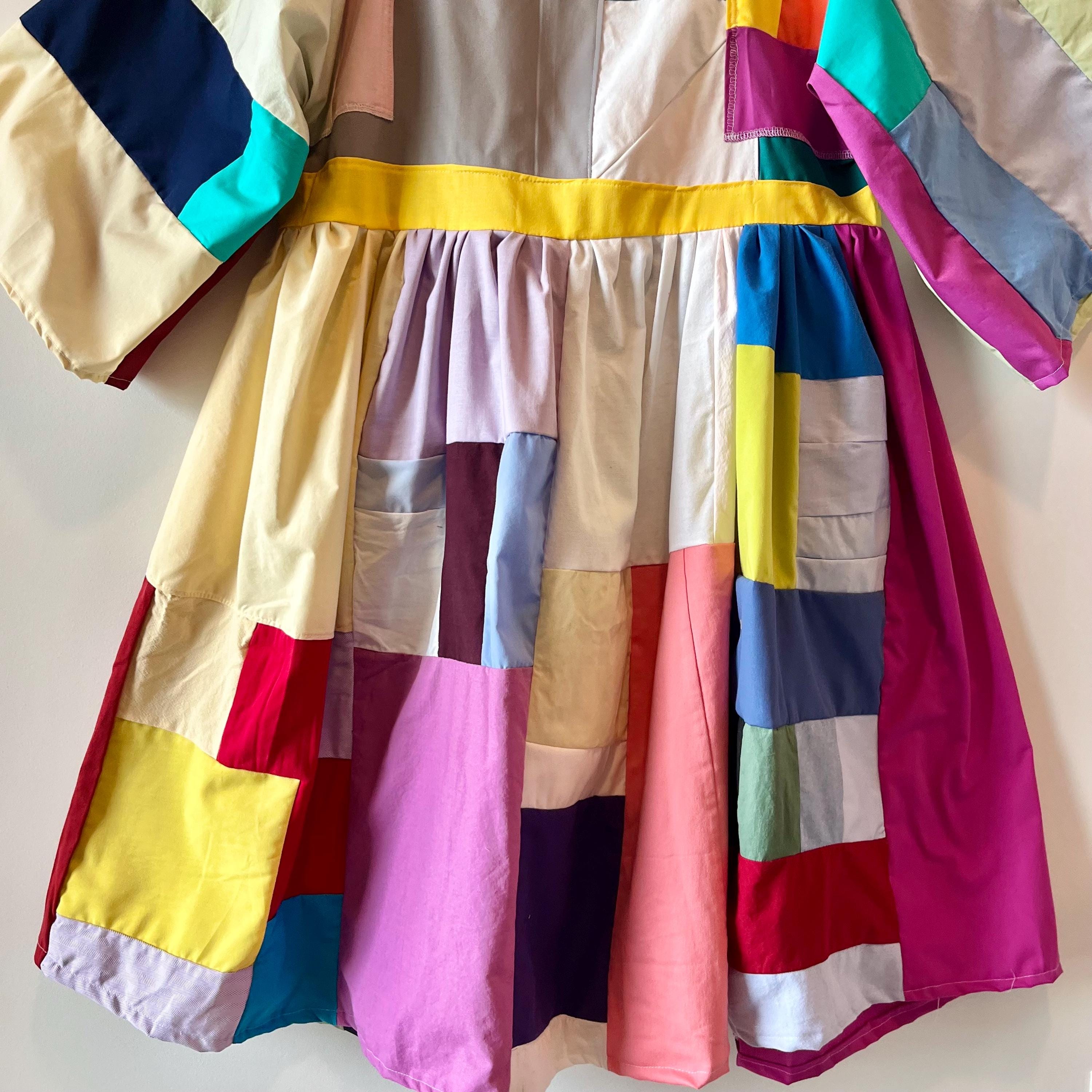 Handmade Quilted Patchwork Colorblock Dress SKU 10094 - Etsy