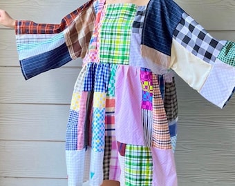 Handmade Quilted Patchwork Plaid/Gingham/Checkered Dress SKU 10191