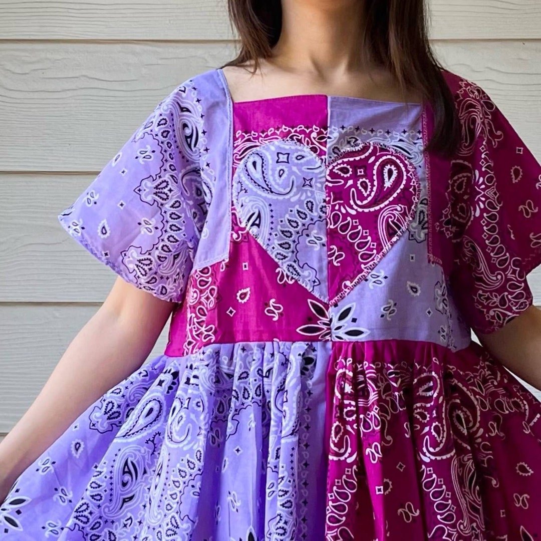 Handmade Bandana Dress/heart Patchwork Etsy