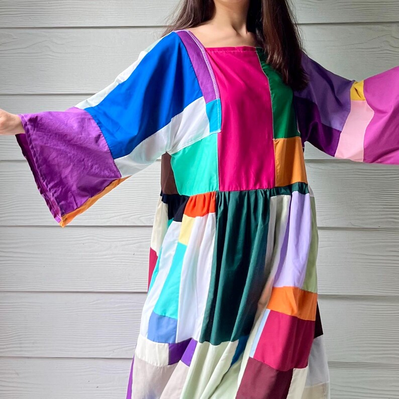 Handmade Quilted Patchwork Colorblock Dress SKU 09045 - Etsy