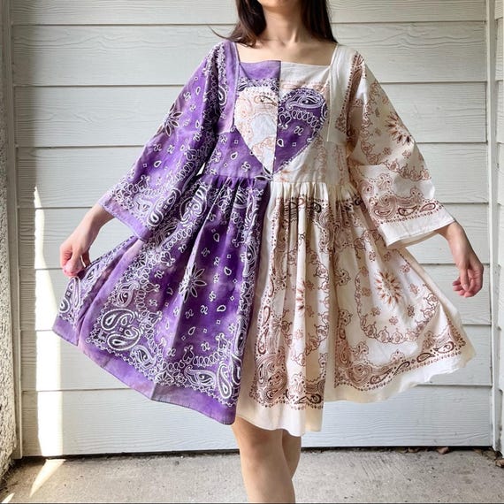 purple bandana dress SFneewho Women Cap Sleeve Long Dress Classic Retro Bandana Purple White Paisley Kerchief Vacation Short Sleeve U-neck Boho Maxi Dresses