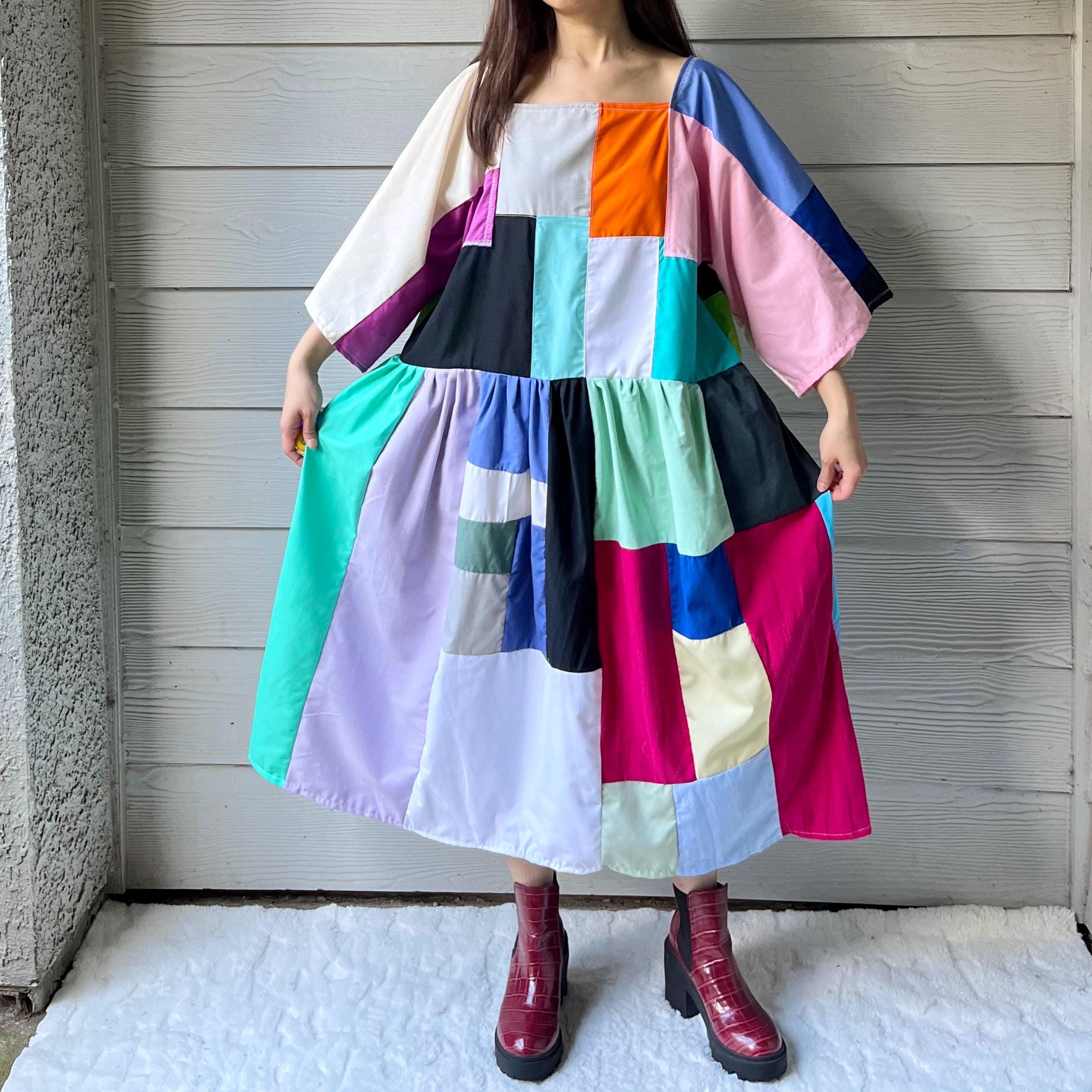 Handmade Quilted Patchwork Colorblock Dress SKU 12157 - Etsy