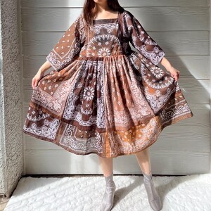 bandana dress brown Brown Jensen cotton long dress with bandana print