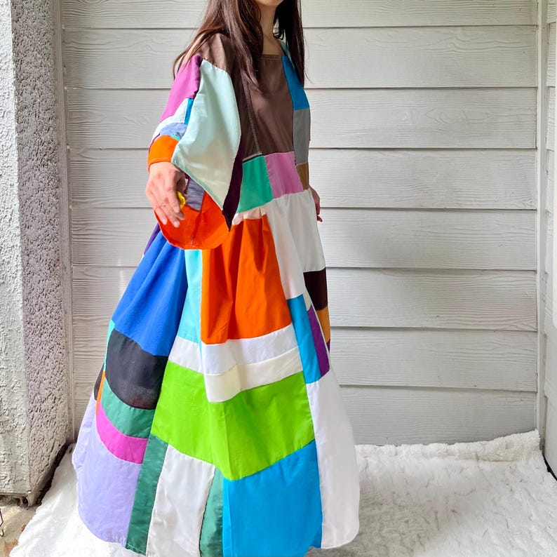 Handmade Quilted Patchwork Colorblock Dress SKU 07166 - Etsy