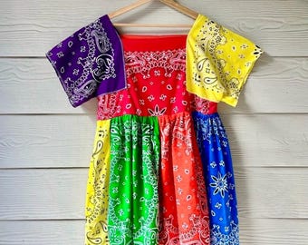 Handmade Rainbow Bandana Dress SKU 20226