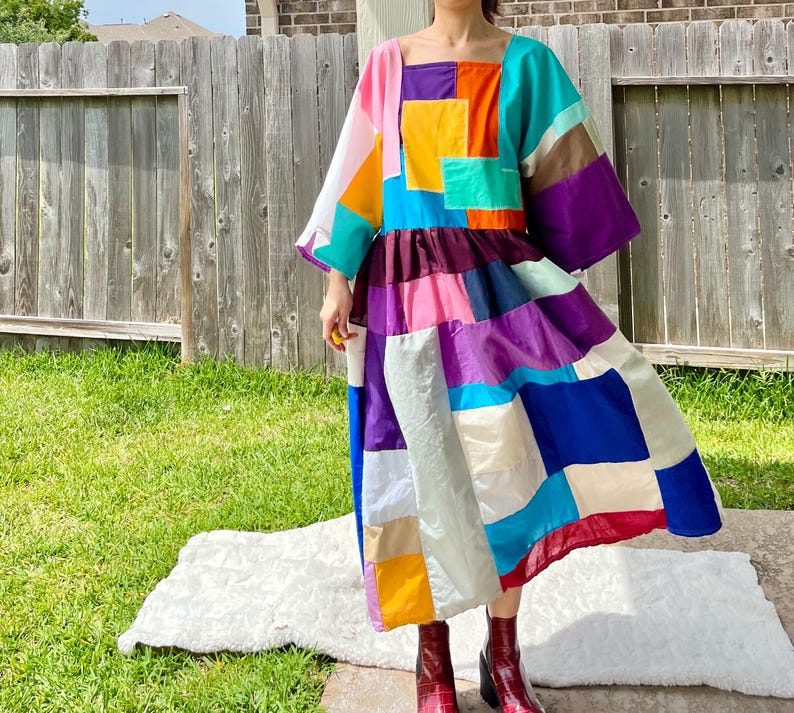 Handmade Quilted Patchwork Colorblock Dress SKU 05112 - Etsy