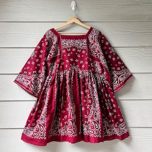 Made To Order Handmade Bandana Dress In Light Maroon