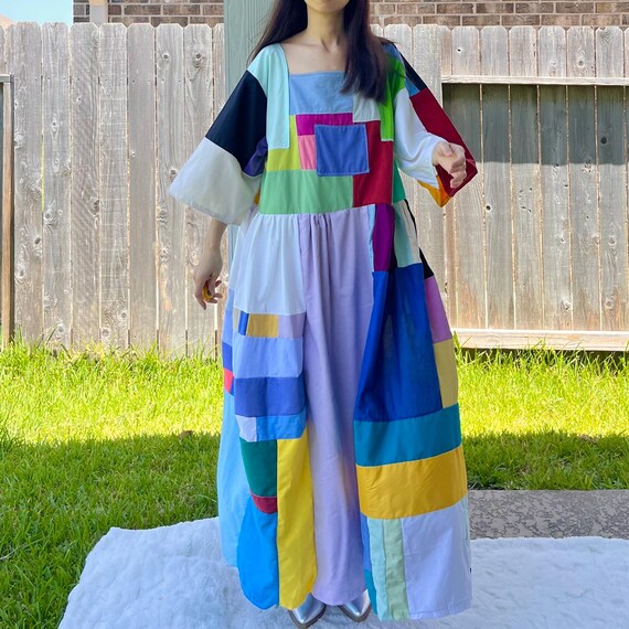 Handmade Quilted Patchwork Colorblock Dress SKU 07294 - Etsy Israel