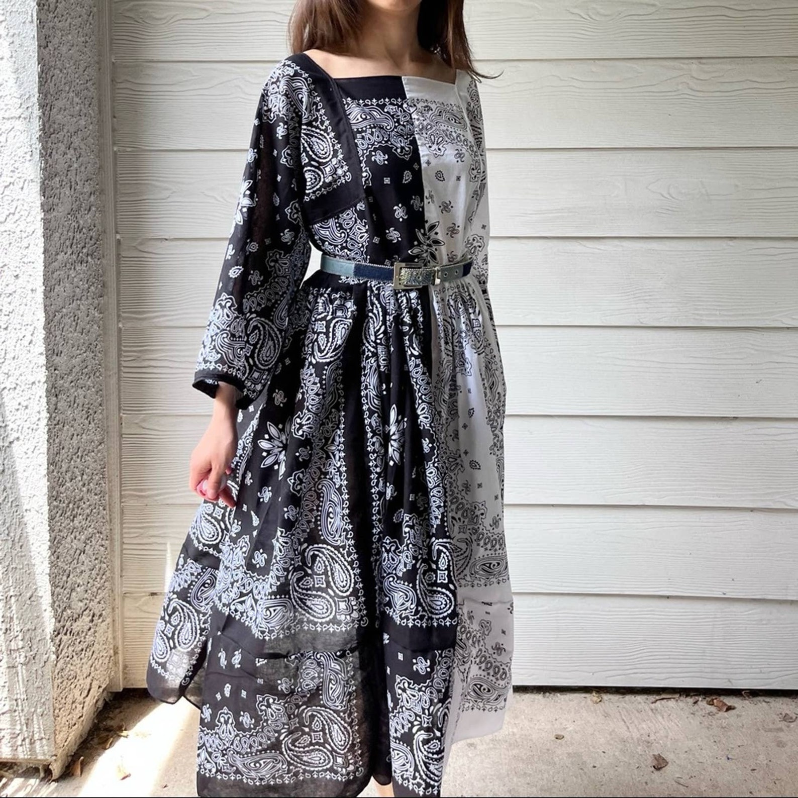 bohemian dress plus size The Floral Tiered Maxi – Viscose Maxi – Tiger Scarf Dress in Black Collar Size:15.5 Cinderela
