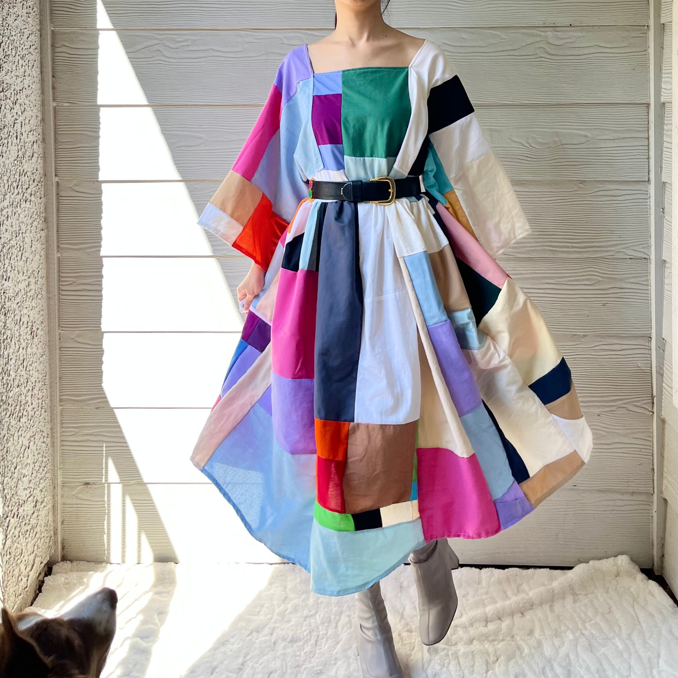 Made to Order Handmade Quilted Patchwork Color-block Dress