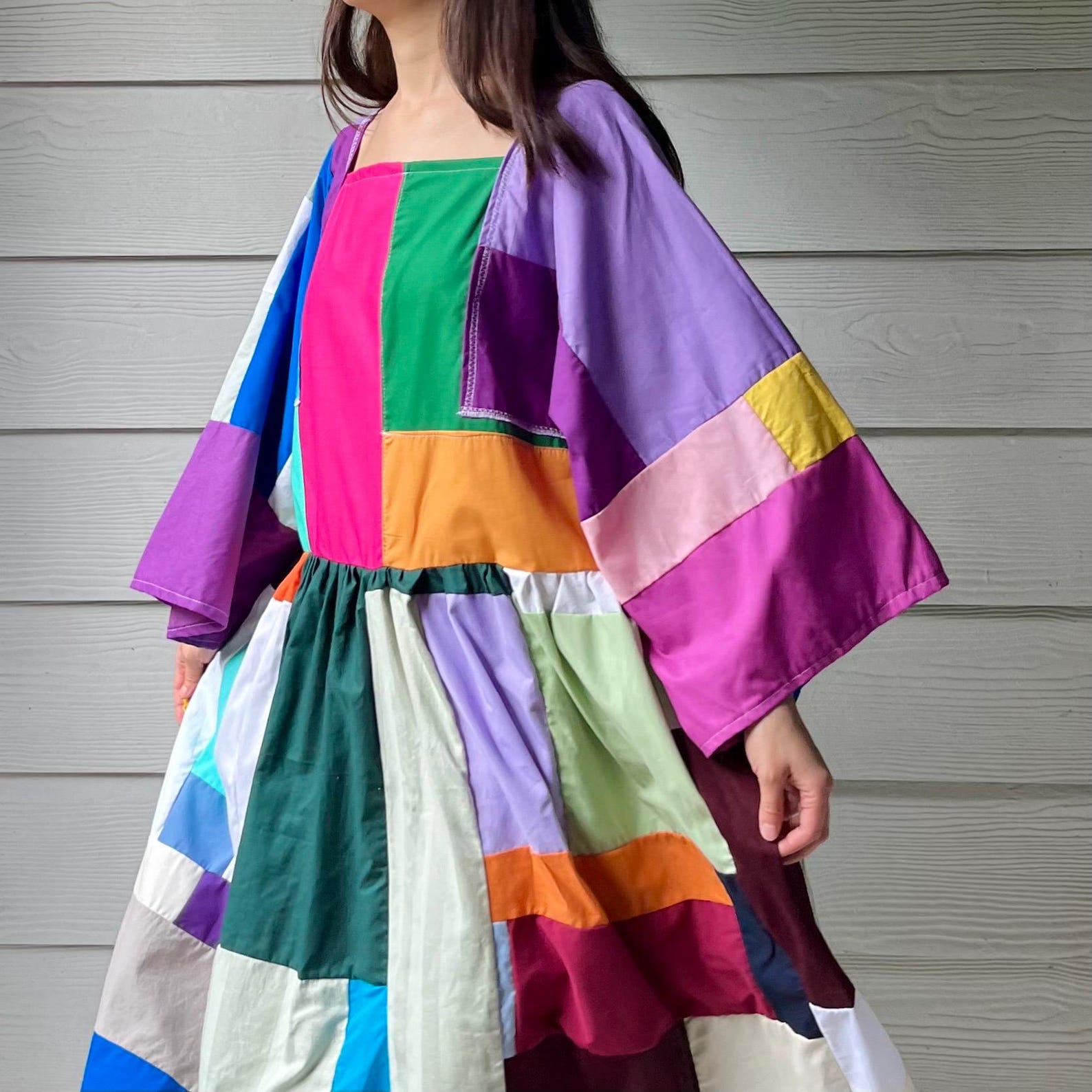 Handmade Quilted Patchwork Colorblock Dress SKU 09045 - Etsy