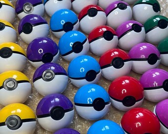 Pokemon Pokeballs With Mini Pokemon Figures and Stickers for Party Bags Pokemon Gifts, Pokemon Decoration, Easter idea, Pokemon Party Favors