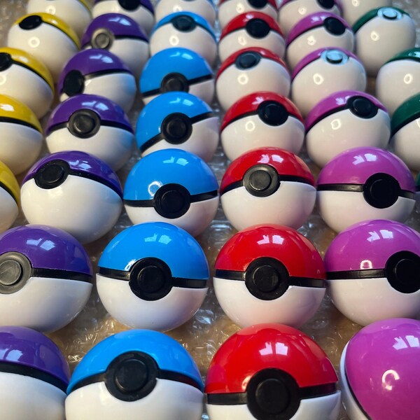 Pokemon Pokeballs With Mini Pokemon Figures and Stickers for Party Bags Pokemon Gifts, Pokemon Decoration, Easter idea, Pokemon Party Favors