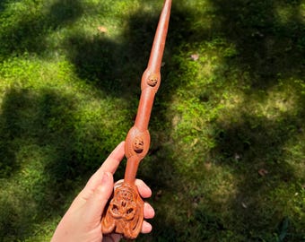 Handmade MAGIC Crystal Eyed Skull Wand and Hand-Milled Wooden Box| Witchcore| Wizard/Witch Gifts| Magic Wands