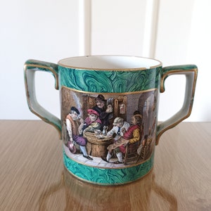 Taza de chocolate antigua Staffordshire Pratt Ware inglesa de la década de 1860