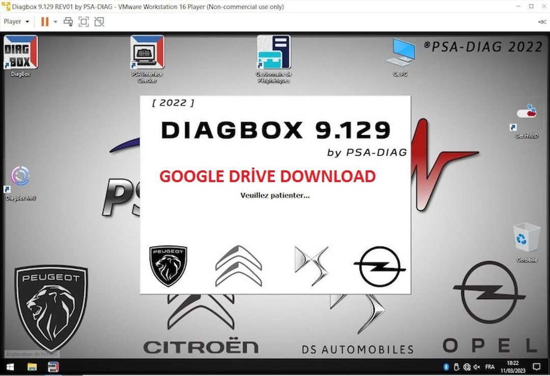 Diagbox V 9.129 Vmware Citroen Peugeot DS Opel Diagnostic Software 