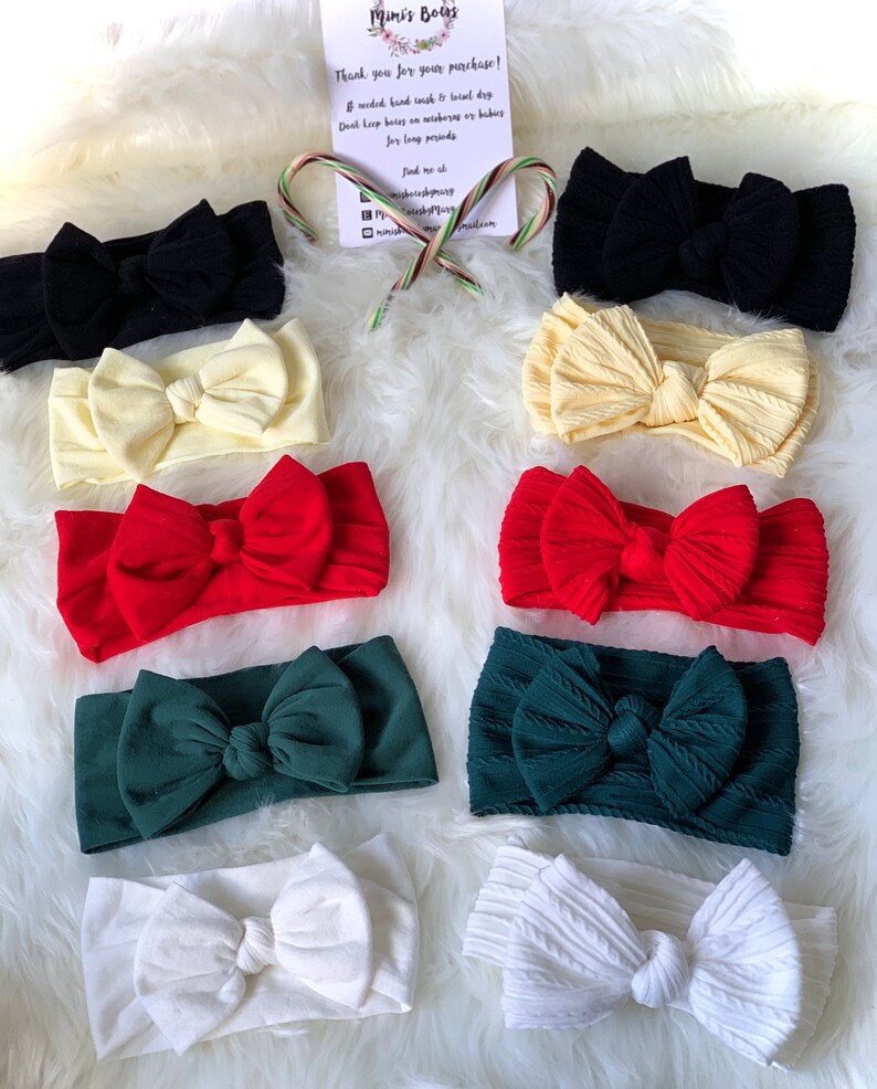 Nylon Headwrap Bows, Valentine Hair Bows, Soft Stretchy Bows, Baby Bows