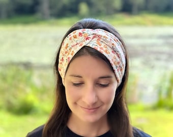 Adult Stretch Fabric Headband, Tube Style Headband, Headband for Exercise, Twist Top Headband, Nurse Headband, Wide Headband, Yoga Headband