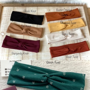 Yoga Headband, Knot Top Headband, Exercise Headband, Twist Top Headwrap, Fall Colors Headband, Workout Headband, Stretch Fabric Headband