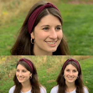 Yoga Headband, Knot Top Headband, Exercise Headband, Twist Top Headwrap, Fall Colors Headband, Workout Headband, Stretch Fabric Headband