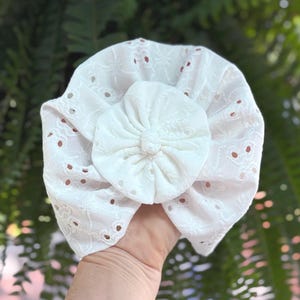 Baby Turban, White Baby Cap, Baptism Turban, Lace Baby Headwrap, Toddler Turban, Toddler Headwrap, Toddler Headband, Turban for Girls