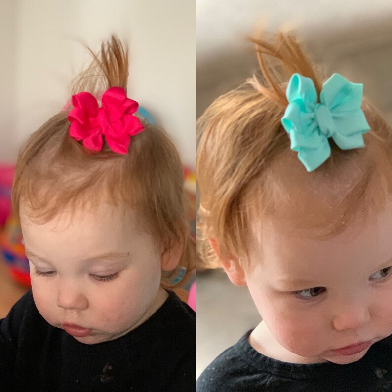 Flower Hair Bows, Summer Color Bows, Floral Petal Hair Bow, Bows for