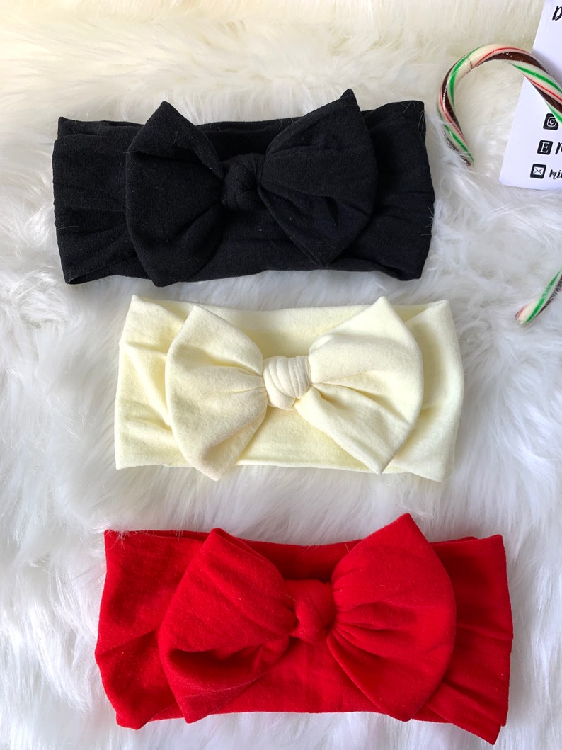 Nylon Headwrap Bows, Valentine Hair Bows, Soft Stretchy Bows, Baby Bows