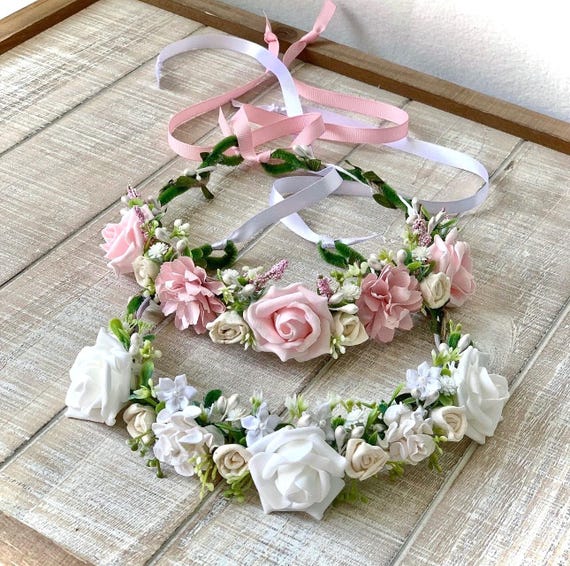 Bridal Headpiece, Bridesmaid Crown, Floral Crown, White Floral