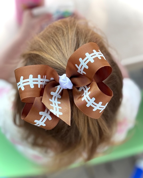 Football Hair Bow, Sport Hair Bow, Bow with Football Print, Hair Bow for Sports, Football Print Bow, Ribbon Style Bow, Girl Gift, Football