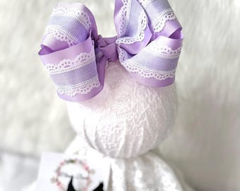 Jumbo Hair Bow, Double Ribbon Bow, Summer Hair Bow, Pink or Lavender Hair Bow, Southern Big Bow, 4,5,&6-inch Hair Bow, Big Bow Clip or Band