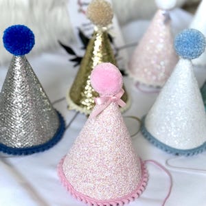 Birthday Hat, Cake Smash Hat, First Birthday Hat, Pompom Birthday Hat, Hat with Number, Child&#39;s Birthday Hat, Glitter Party Hat, Cake Topper