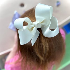 Botique Style Hair Bow, Christmas  Bow, Christmas Hair Bow, Ribbon Hair Bow, Big Hair Bow, Grosgrain Ribbon Hair Bow, Burgundy Black Ivory