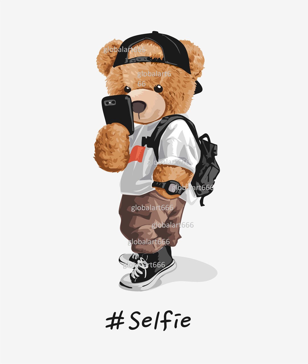 Teddy Bear Png, Teddy Bear Selfie Jpg, Teddy Bear With Bag Svg, Digital