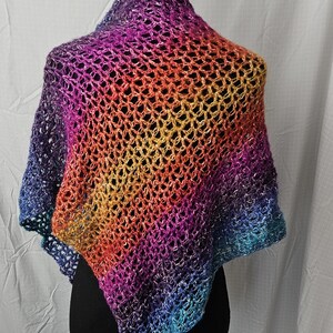 Rainbow wrap / asymetrical shawl  - light weight - crochet - handmade