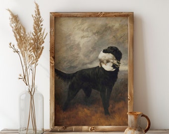 Póster de un retriever negro de Maud Earl / Flat Coated Retriever Flattie Labrador