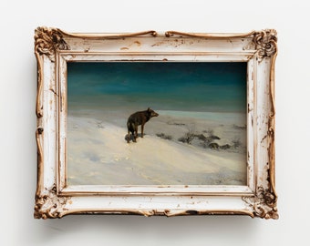 De wolf door Alfred von Wierusz-Kowalski | Lone Wolf schilderij print | Muurposter
