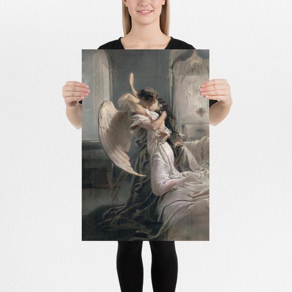 Romantic Encounter by Mihaly Zichy Poster | Angel Kiss Tamara and