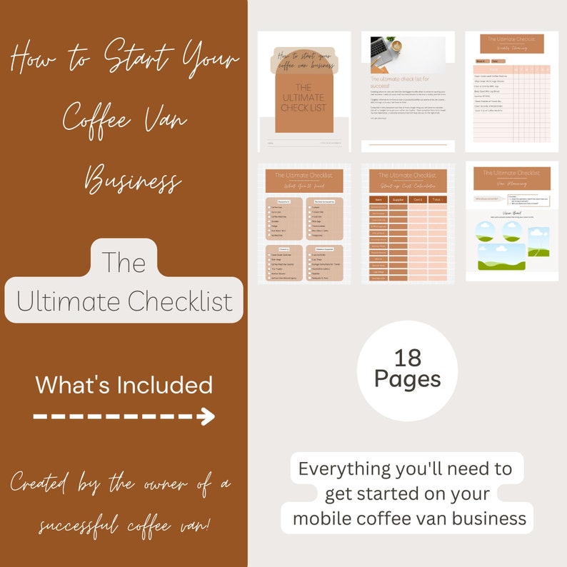 Mobile Coffee Van Checklist Small Business Business Planning Etsy