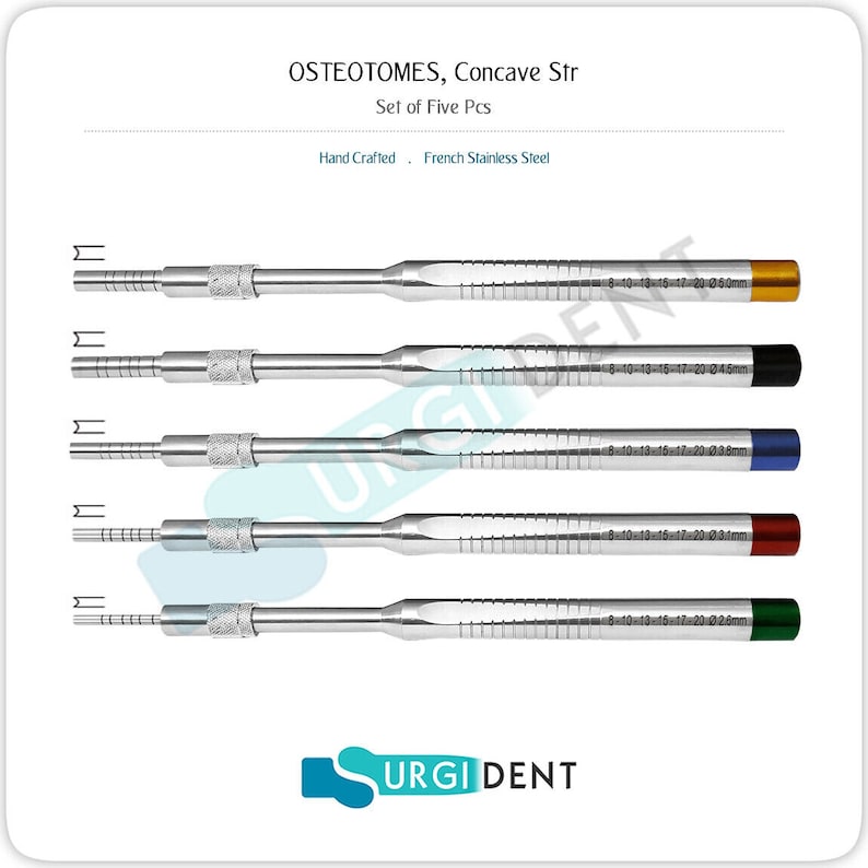Set De 5 Ostéotomes Pour Sinus Lift Dentaire - Instruments Chirurgicaux à Concavité Offset