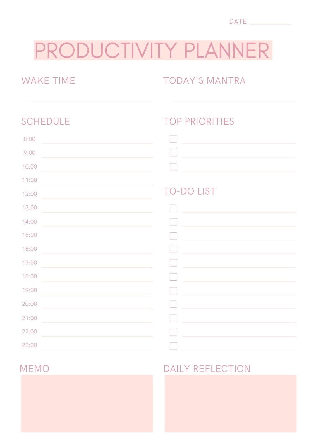 Digital Planner, Printable Planner, Daily Planner, Productivity Planner ...
