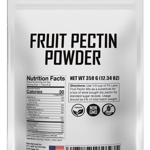 Fruit Pectin Powder for Jams and Jellies. Natural, Vegan and NON-GMO. Premium Bulk Powder. 350 Grams (12.35 oz) Value Size Bag.