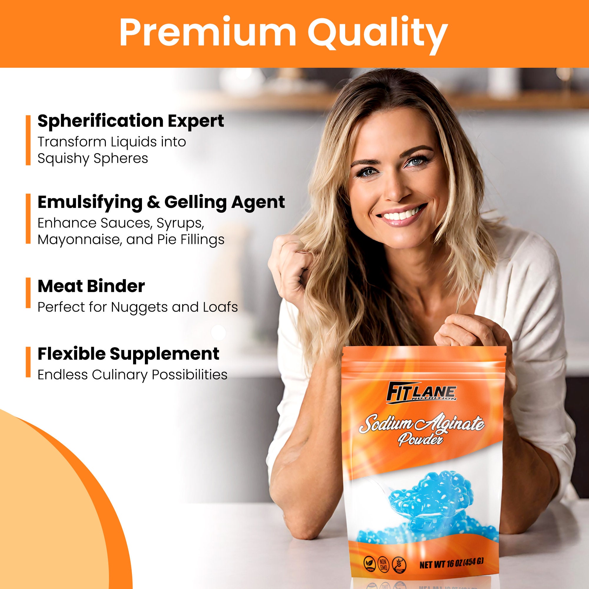 Sodium Alginate Powder, Food Grade Bulk Powder for Thickening, Non-gmo ...