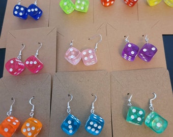 Translucent dice earrings