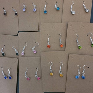 Round birthstone earrings, coloured stone jewellery