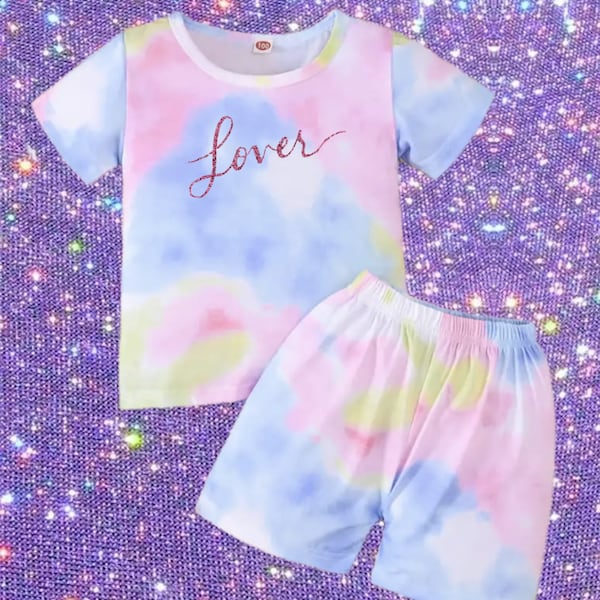 Taylor Swift Lover tie dye shorts and t-shirt set