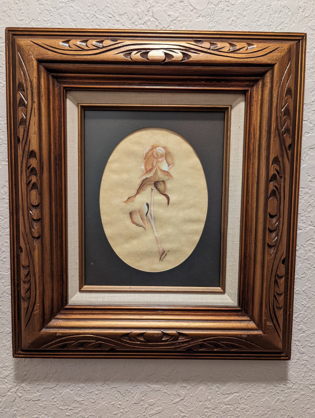 Midcentury MEXICAN 17x15 Solid Wood Frame sonora. Vintage Carved Wood