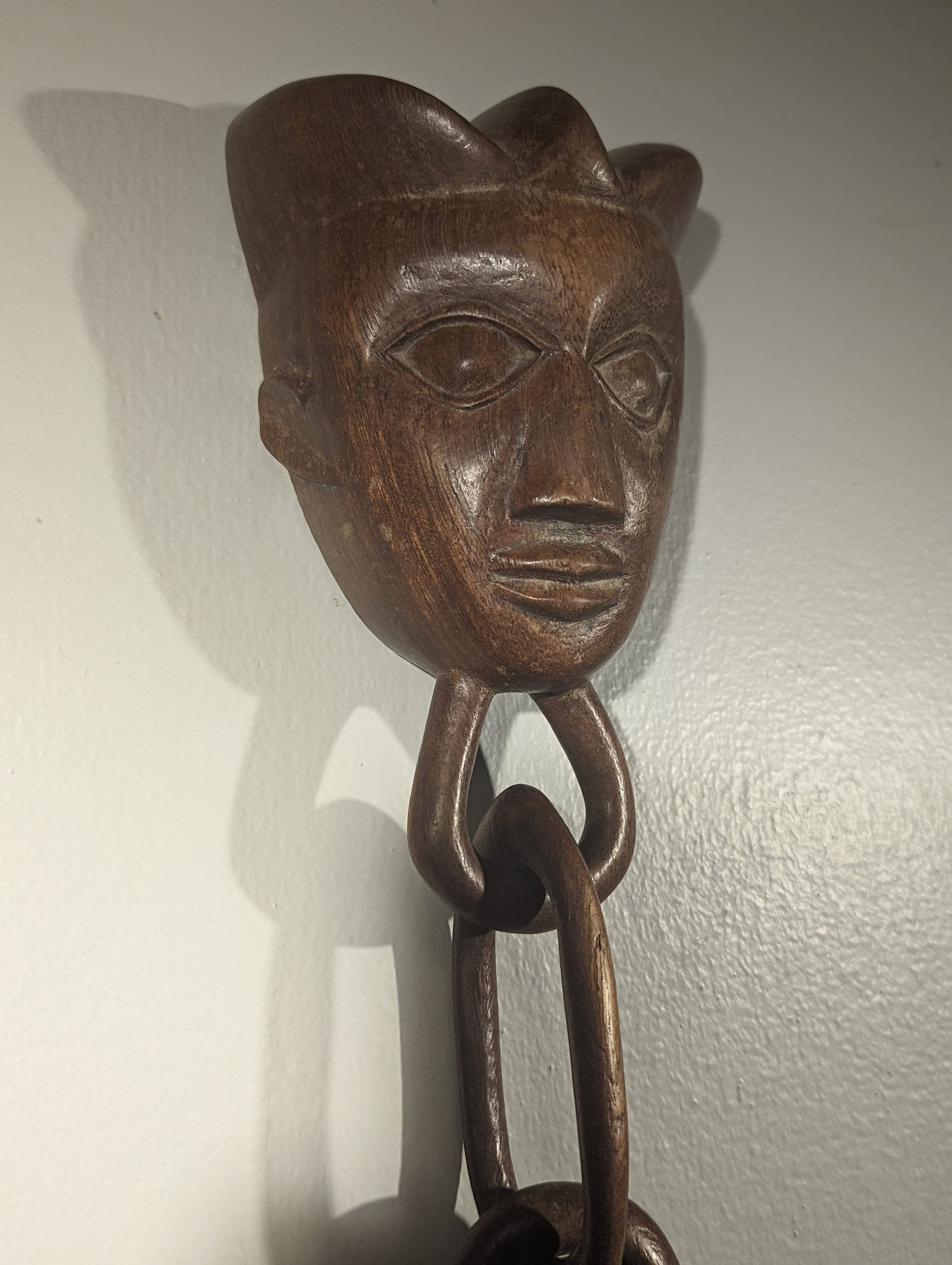 African Mask Wall Hanging. Vintage Hand Carved Wooden Chain Etsy